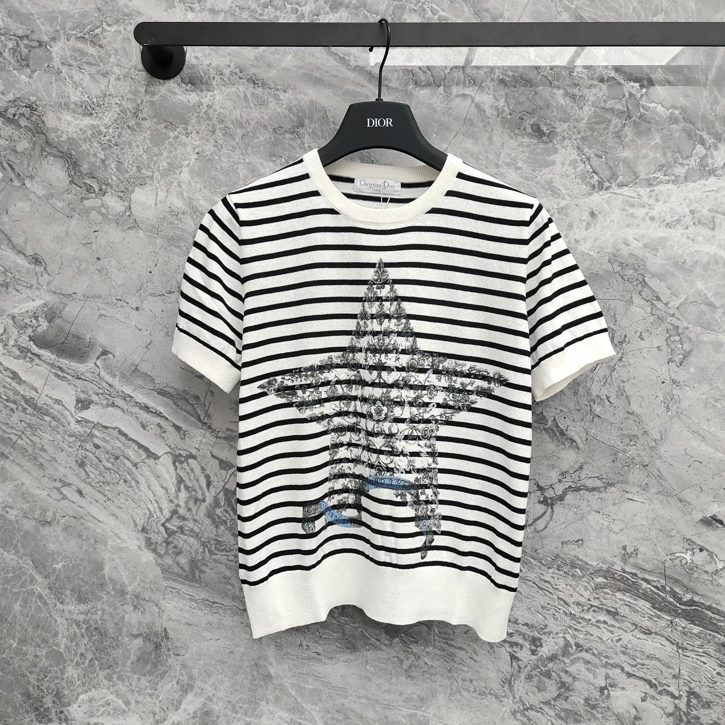 25 Platinum Collection Striped stars Printed high-fashion linen knit short sleeve!
