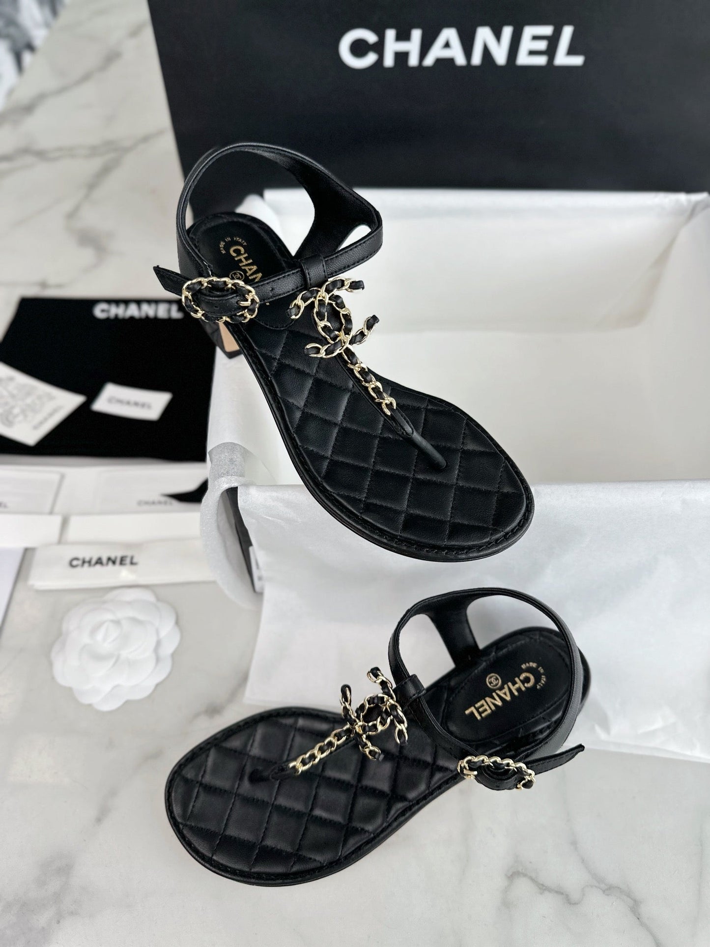 πππ Black flip-flop thick heel sandals