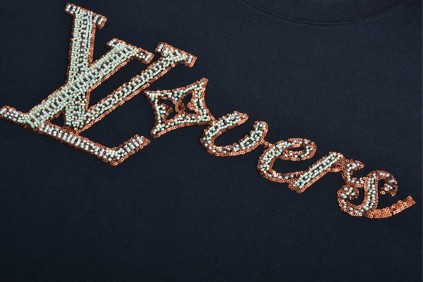 25ss Sequin embroidered short sleeves