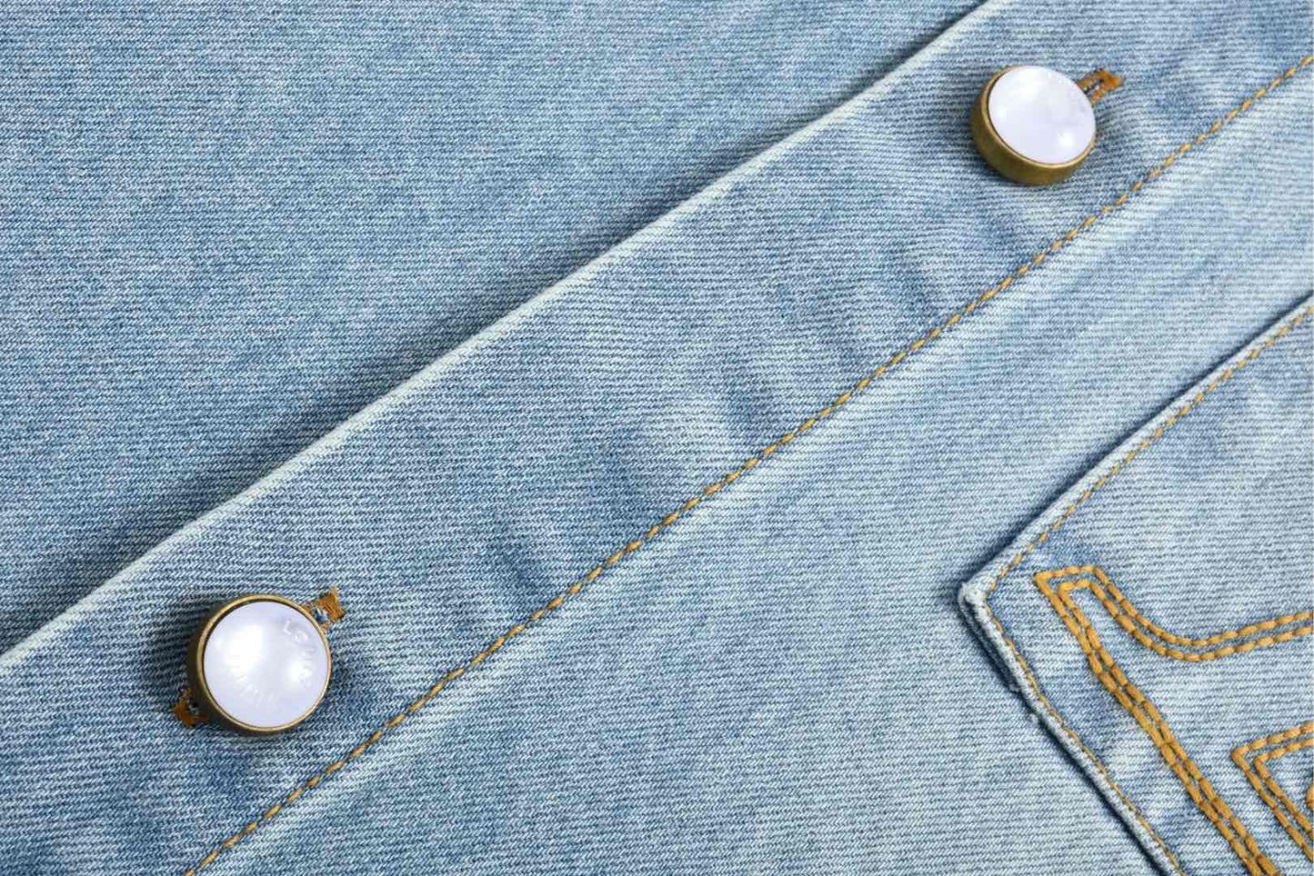 25ss Embroidered pocket half-sleeve denim shirt