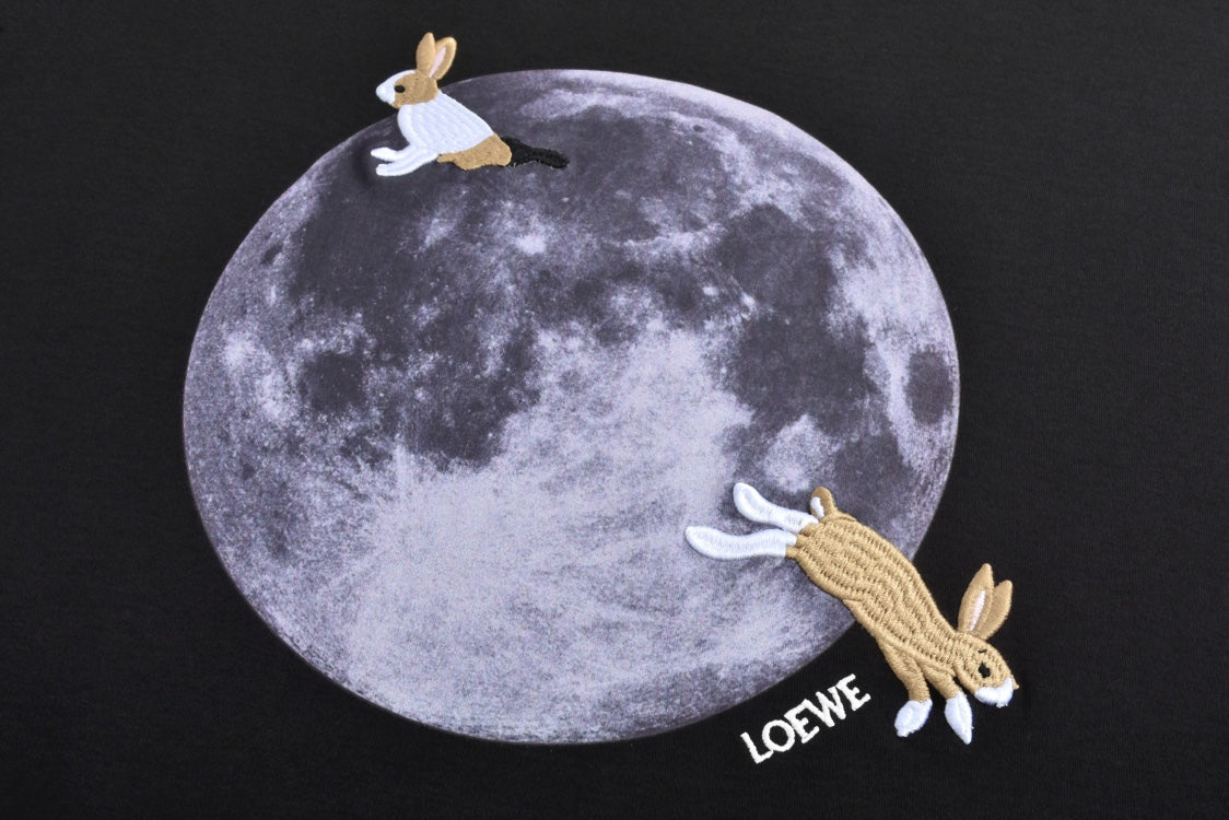25ss Moon Embroidered Rabbit Short Sleeve
