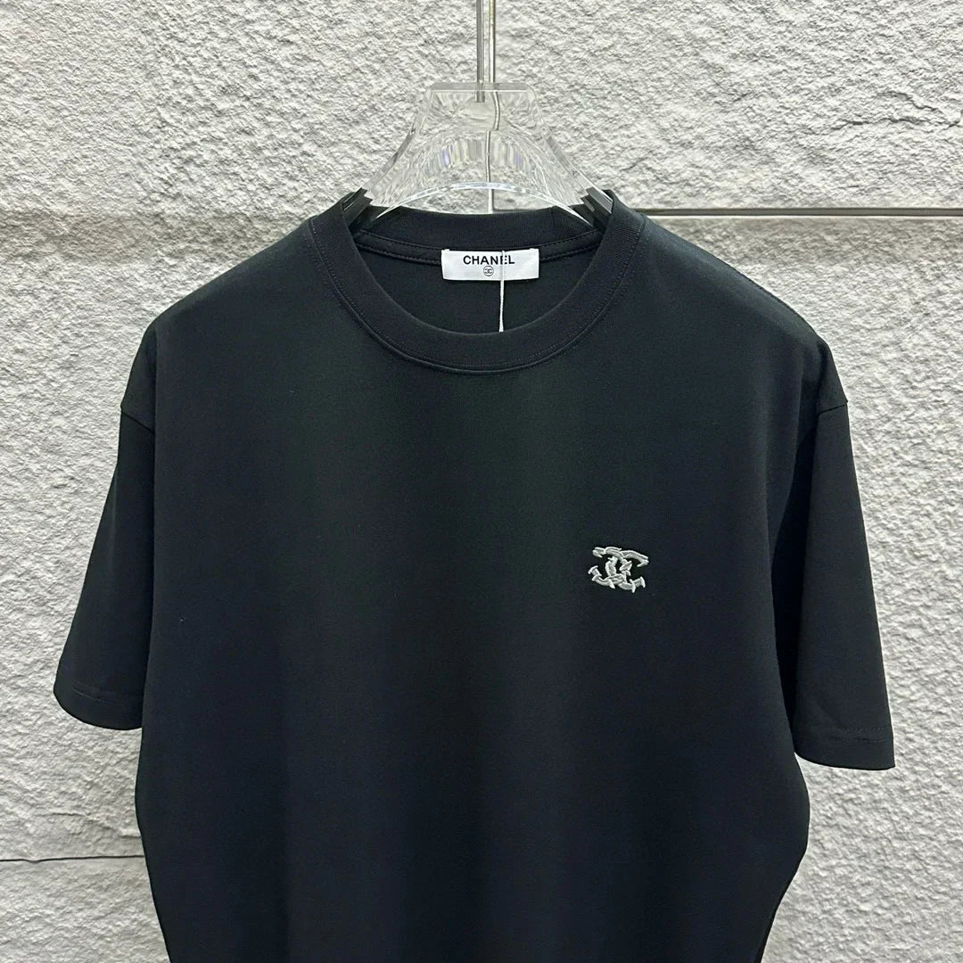 Bamboo letter embroidery T-shirt