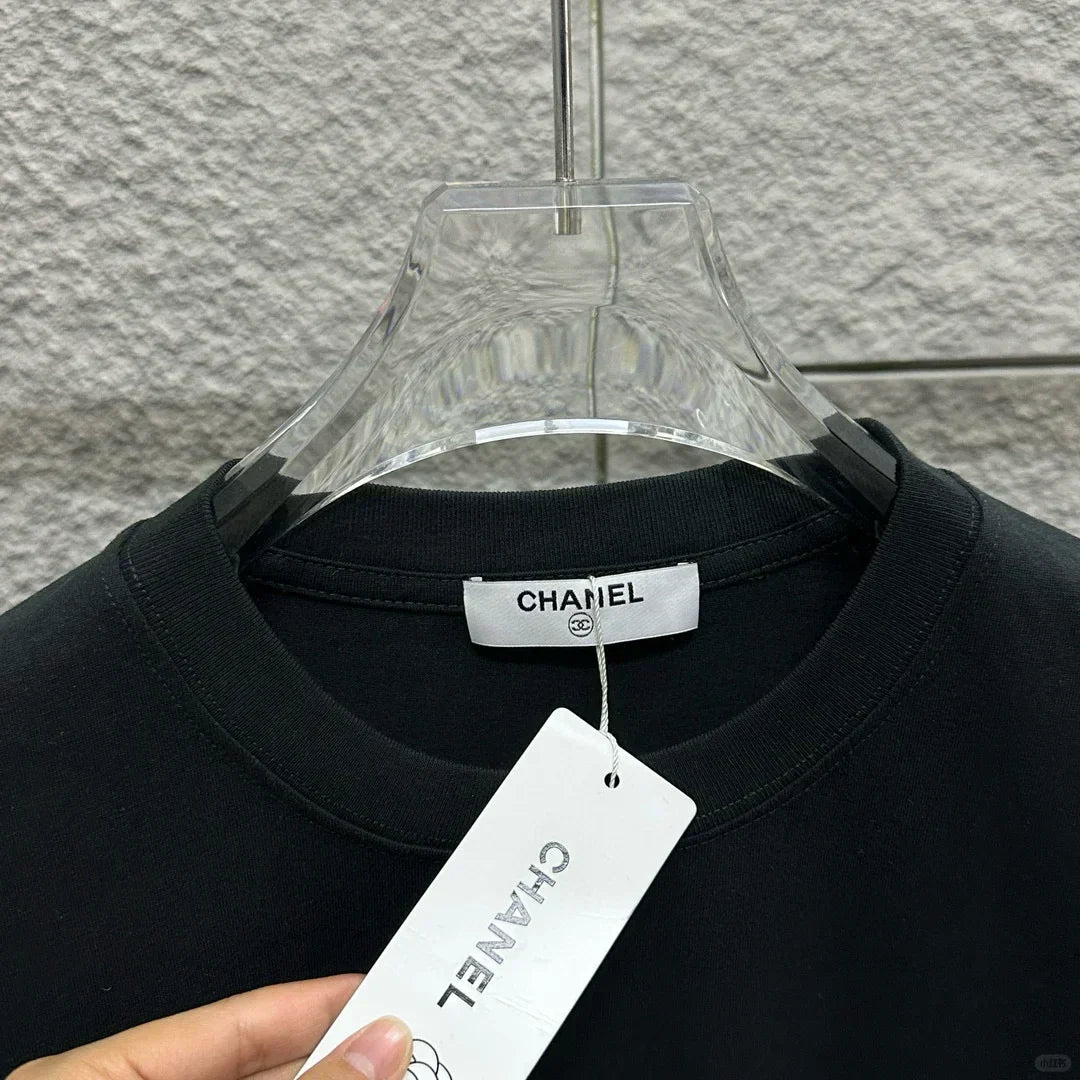 Bamboo letter embroidery T-shirt