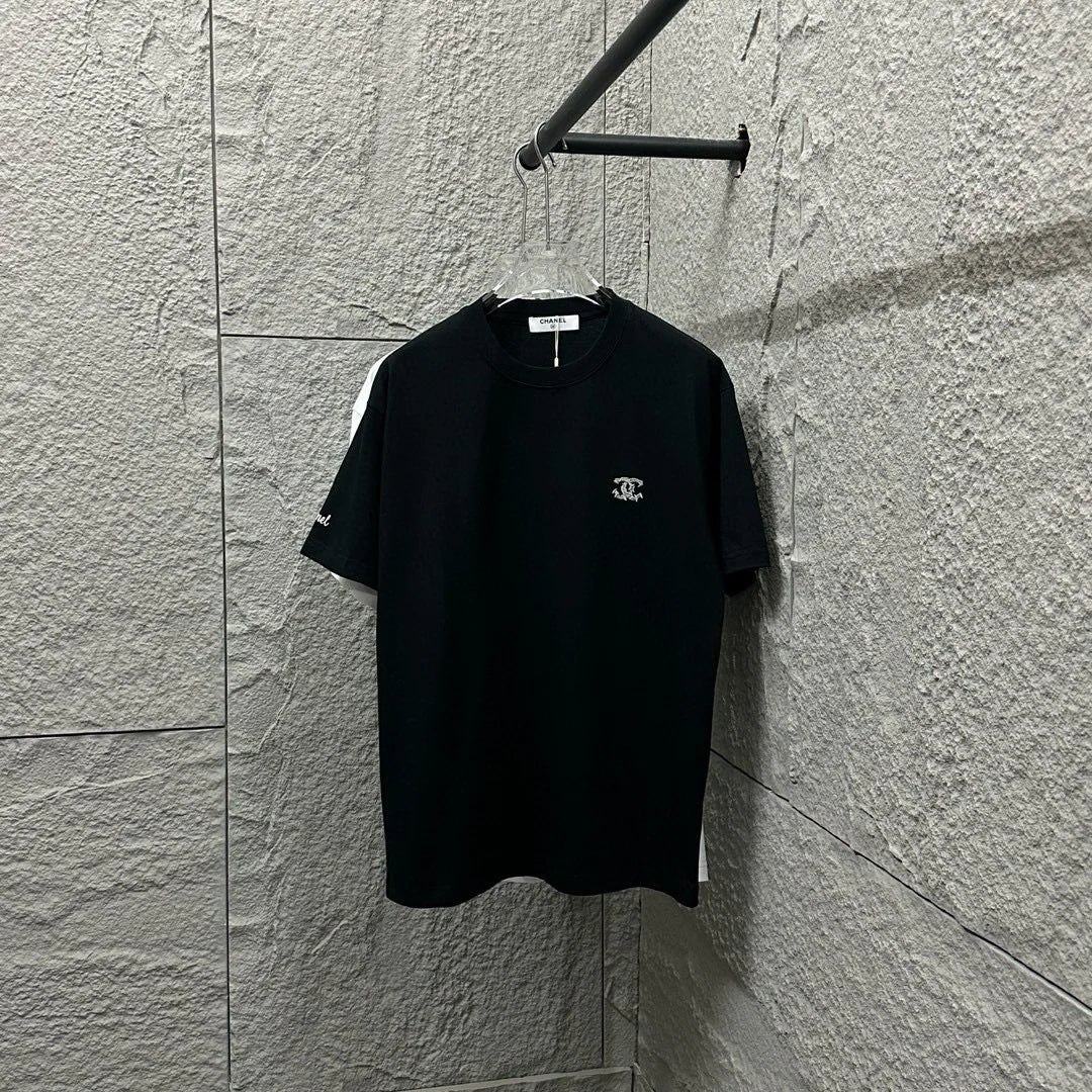 Bamboo letter embroidery T-shirt