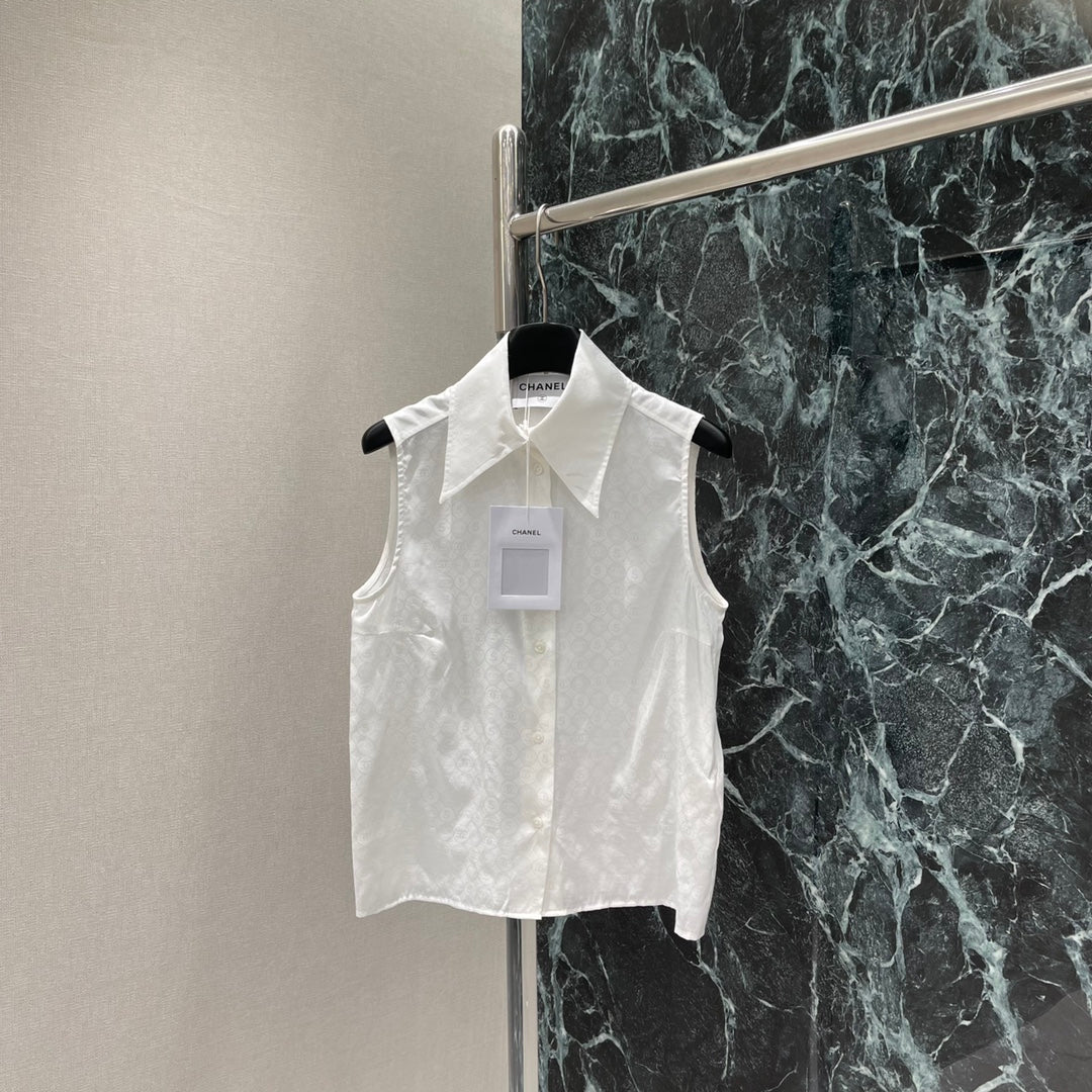 25ss Jacquard collar sleeveless shirt