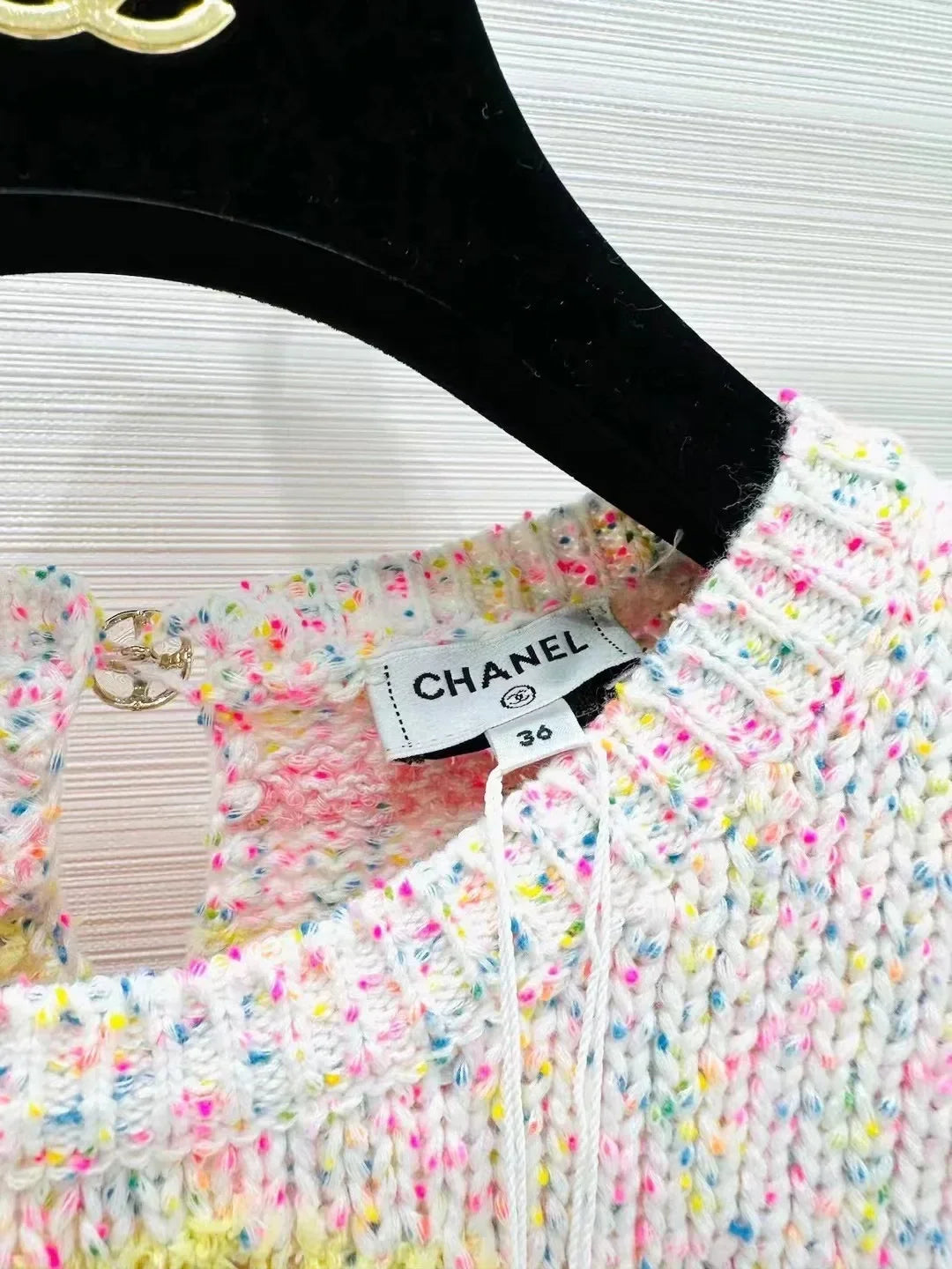 25ss Color blocked knitted suit