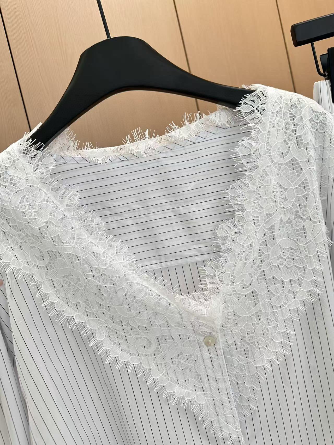 25ss Embroidered striped shirt shorts set!
