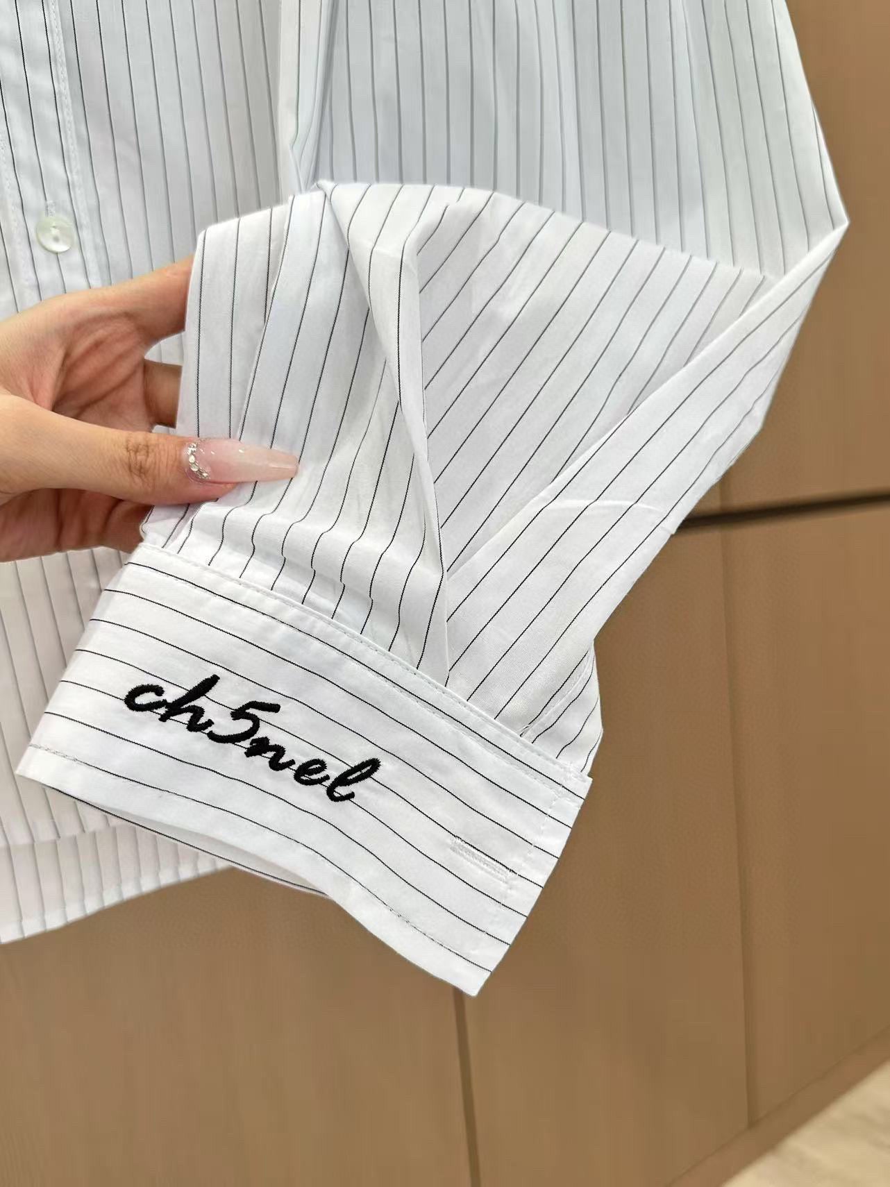 25ss Embroidered striped shirt shorts set!