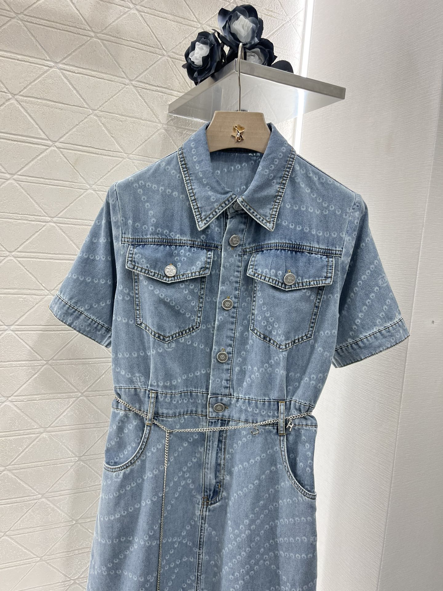 25SS Chain denim dress