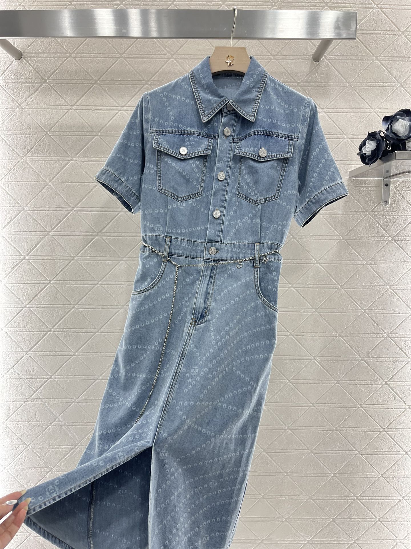 25SS Chain denim dress