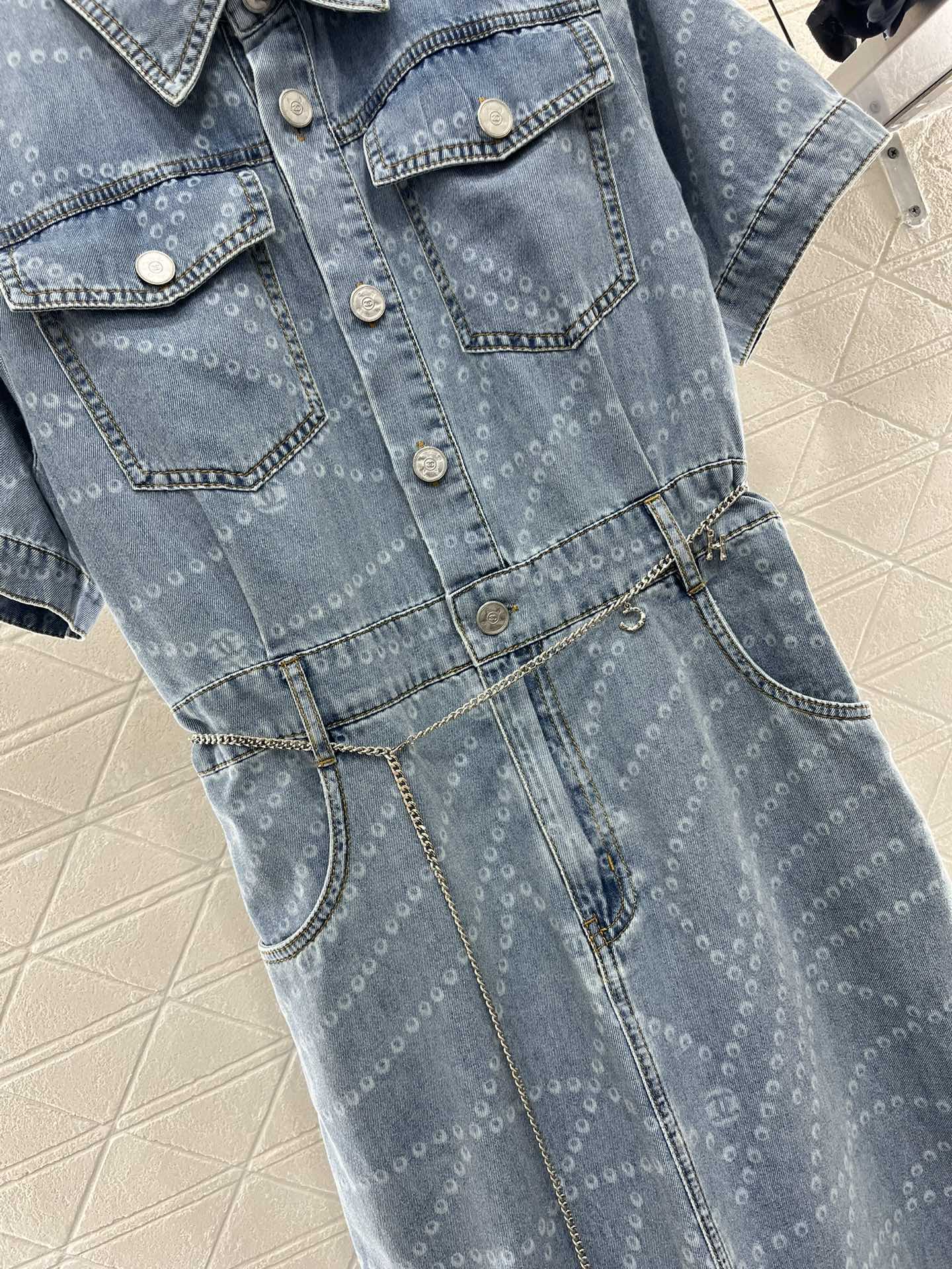 25SS Chain denim dress