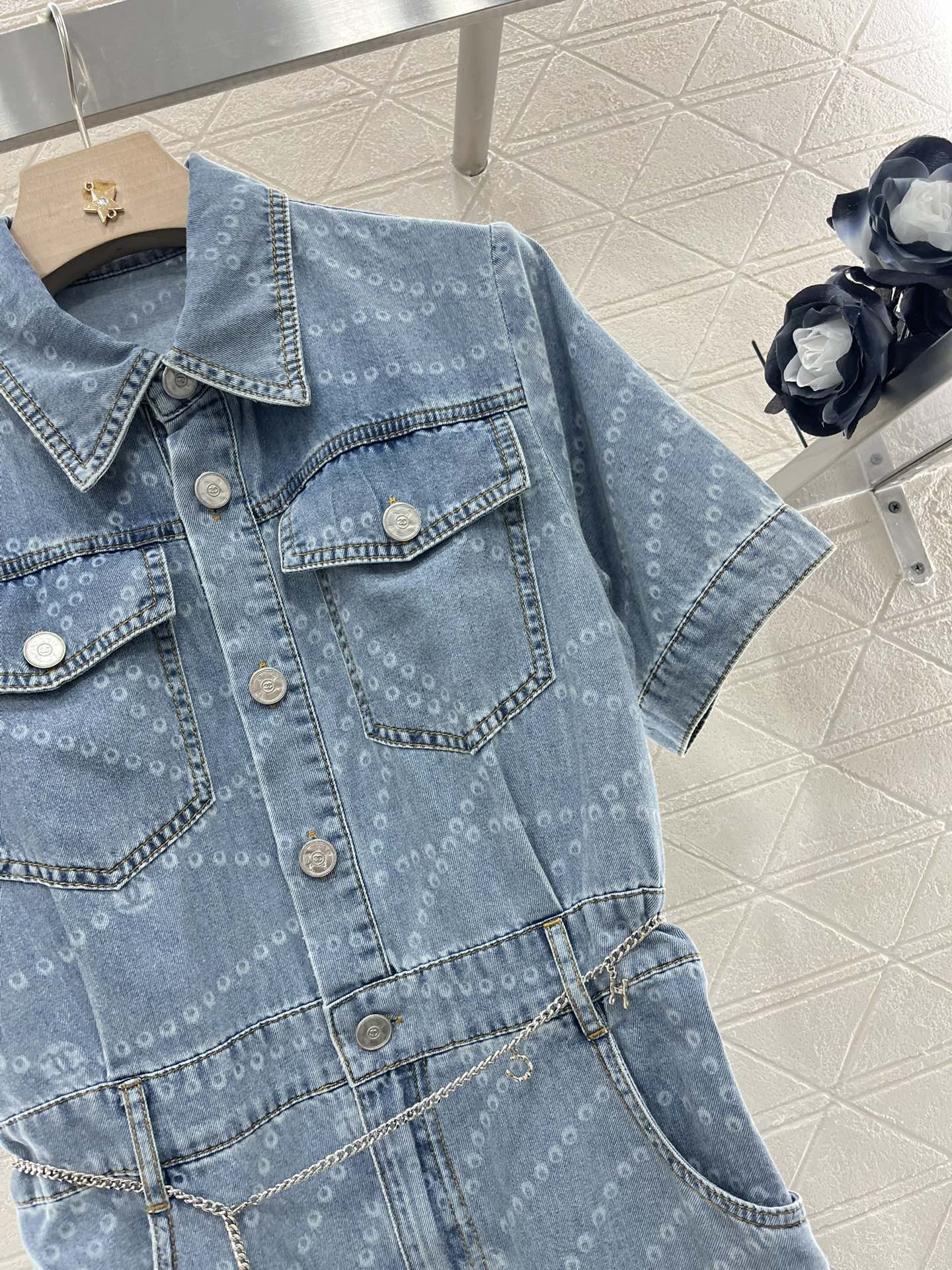 25SS Chain denim dress