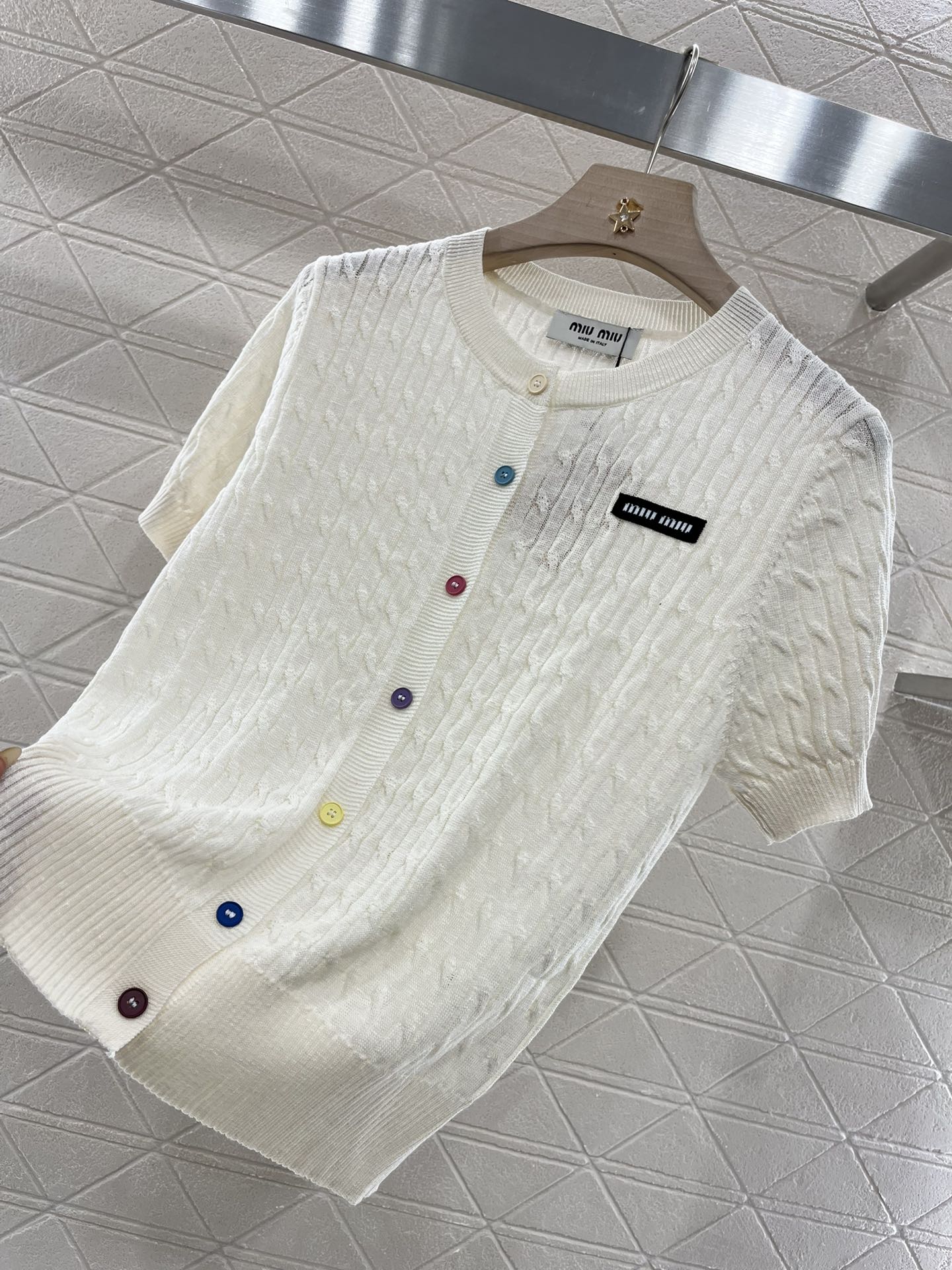 25SS Knitted short sleeved cardigan
