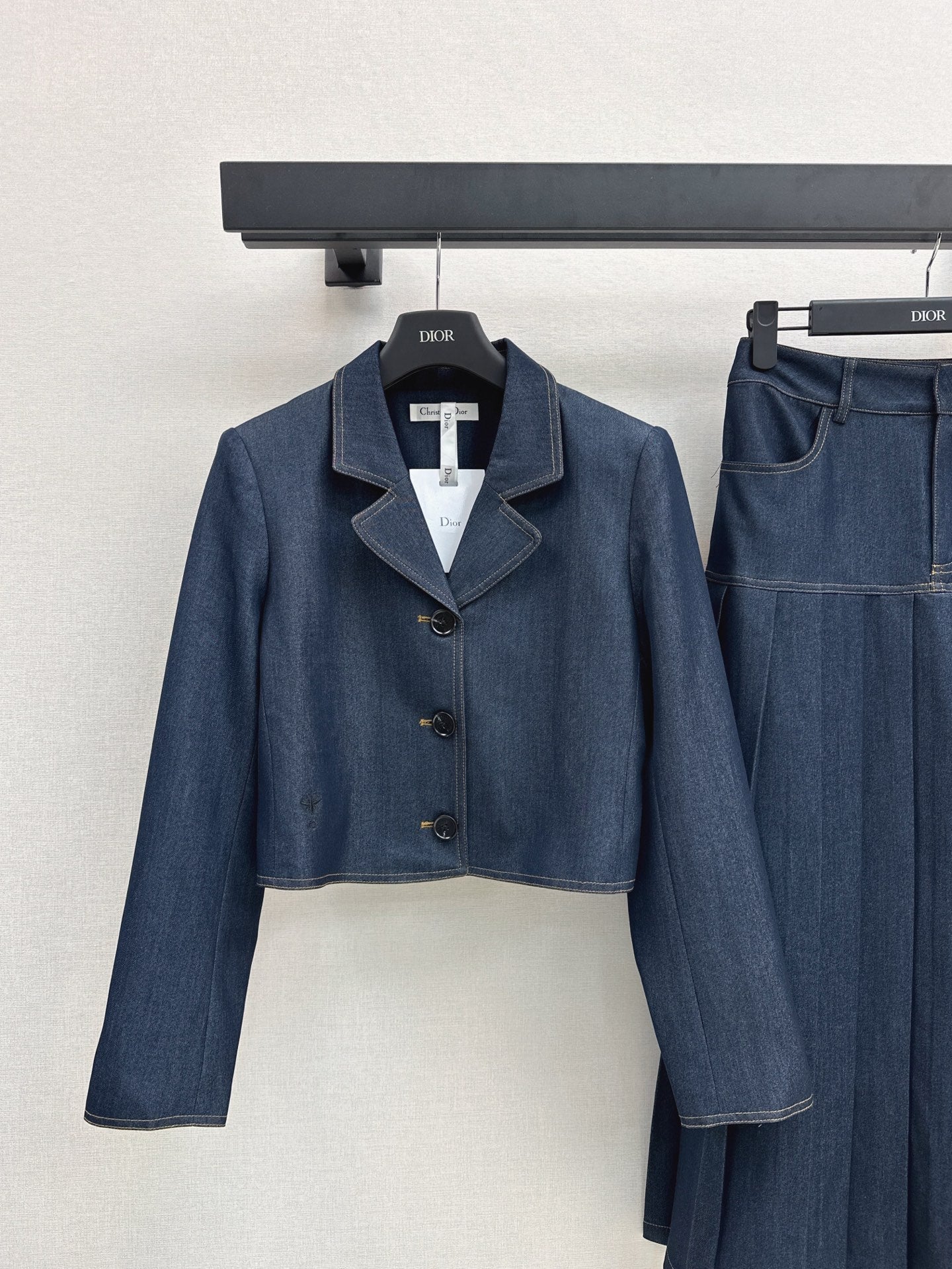 25ss Cowboy suit 🩵 Short style lapel jacket+pleated skirt