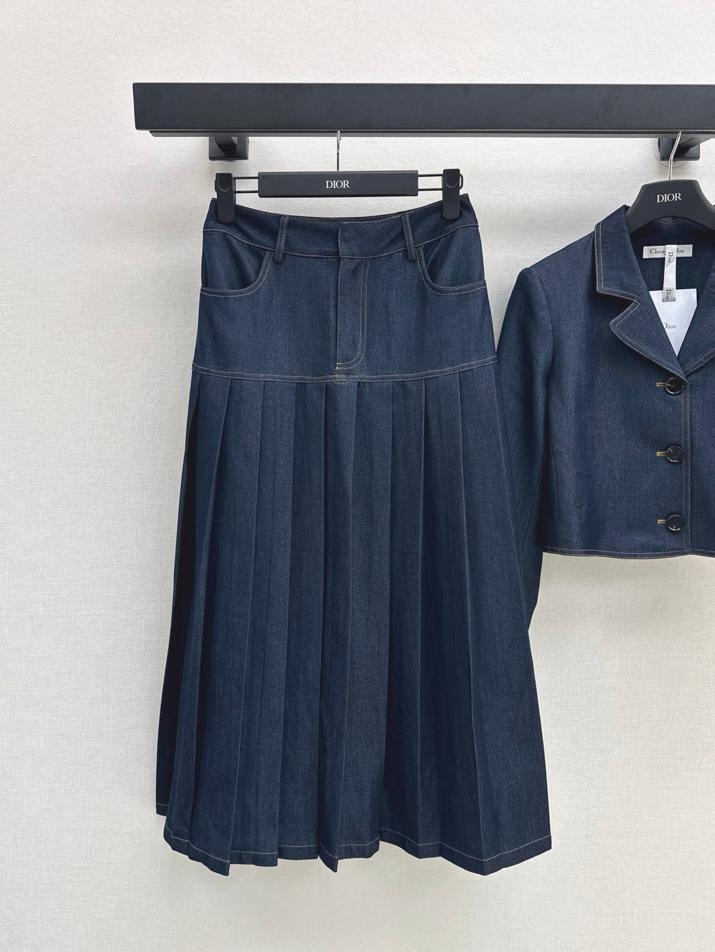 25ss Cowboy suit 🩵 Short style lapel jacket+pleated skirt