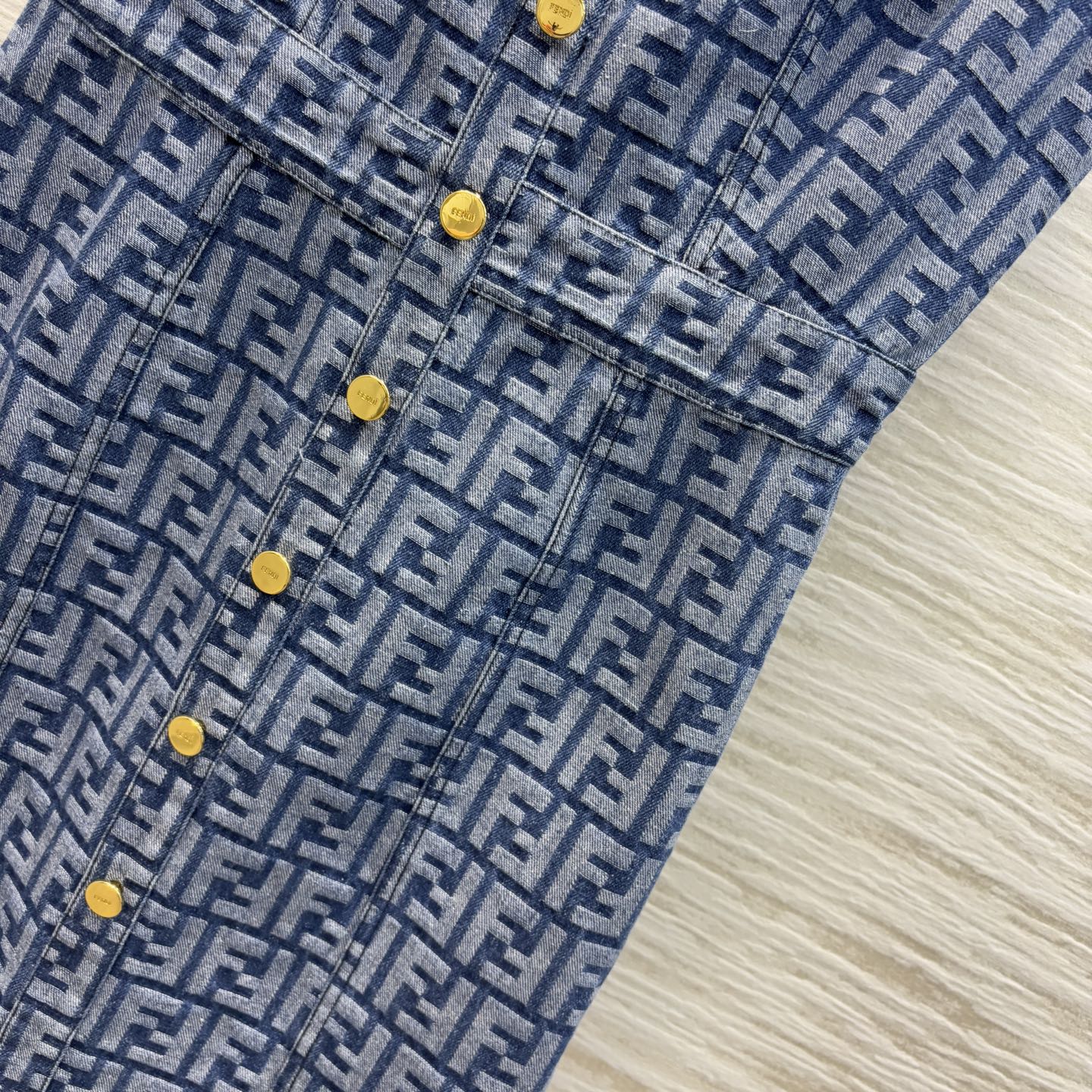 25SS Double F-jacquard sleeveless denim dress