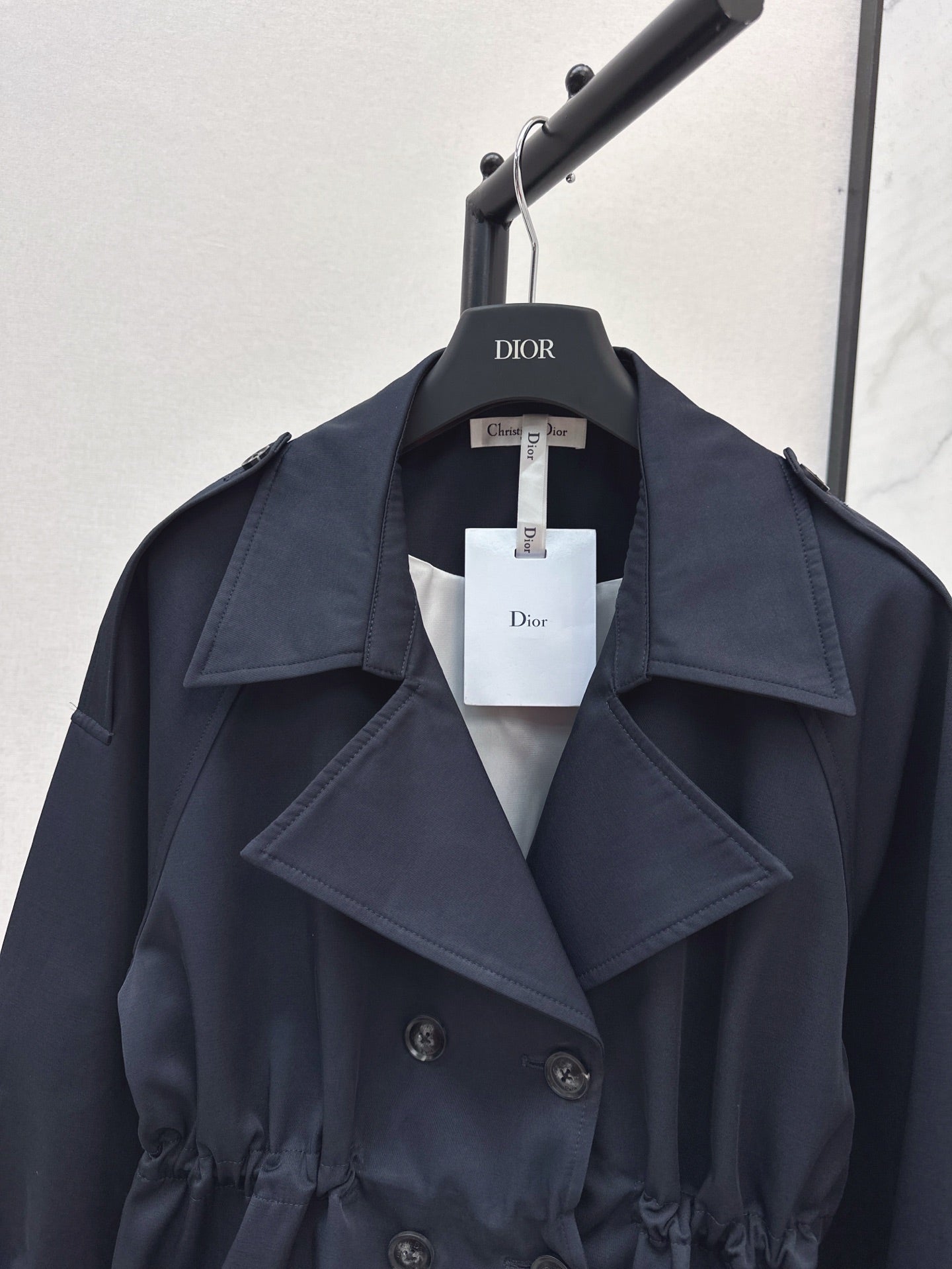 25ss Drawstring waist cinched length lapel windbreaker jacket