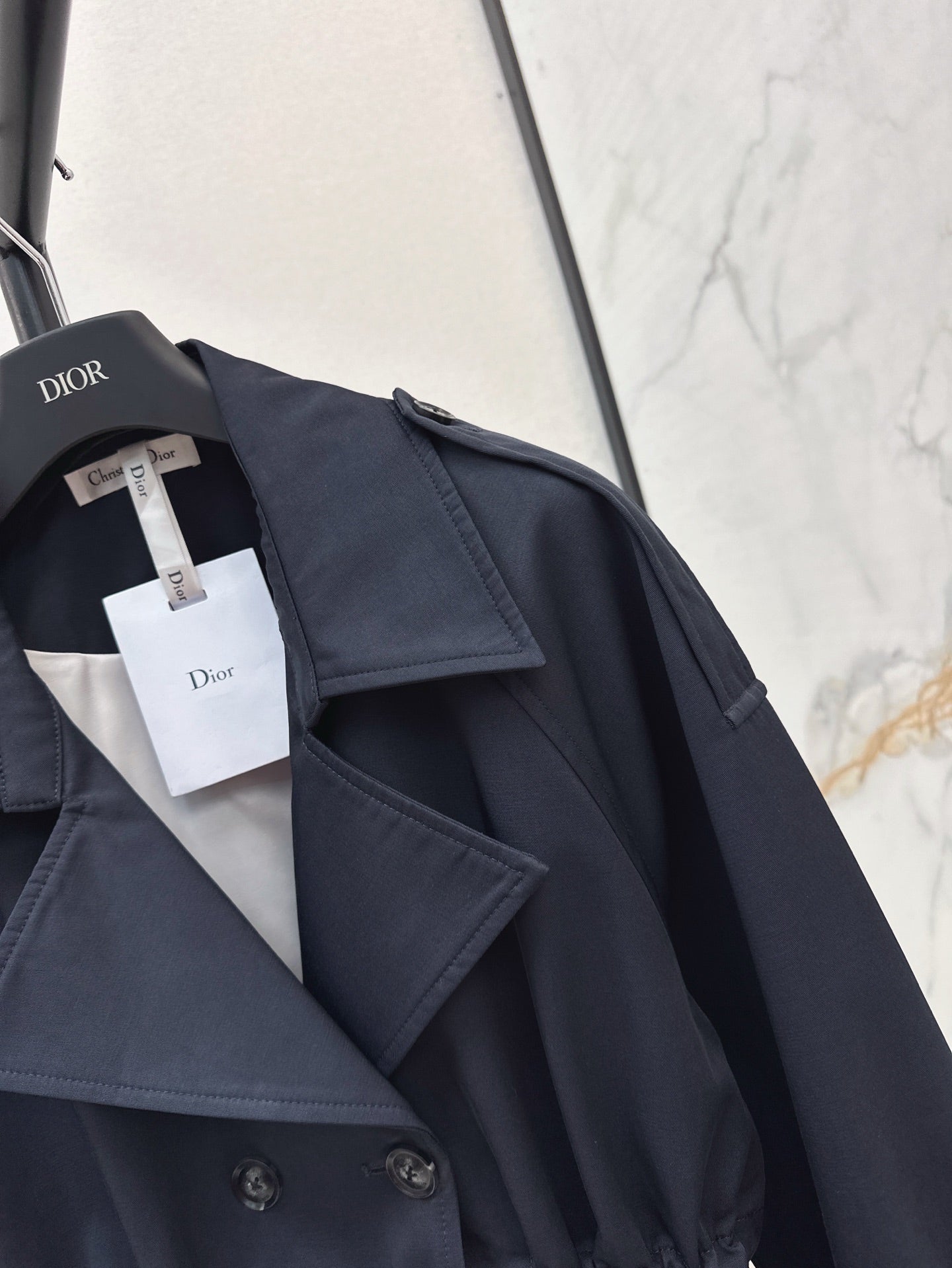 25ss Drawstring waist cinched length lapel windbreaker jacket
