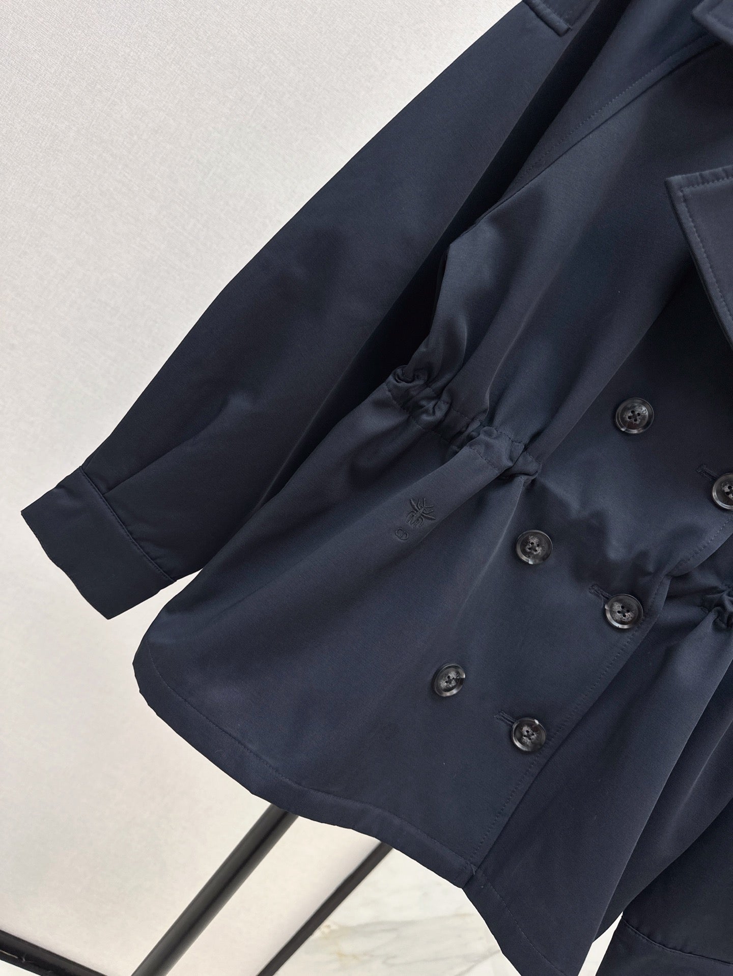 25ss Drawstring waist cinched length lapel windbreaker jacket