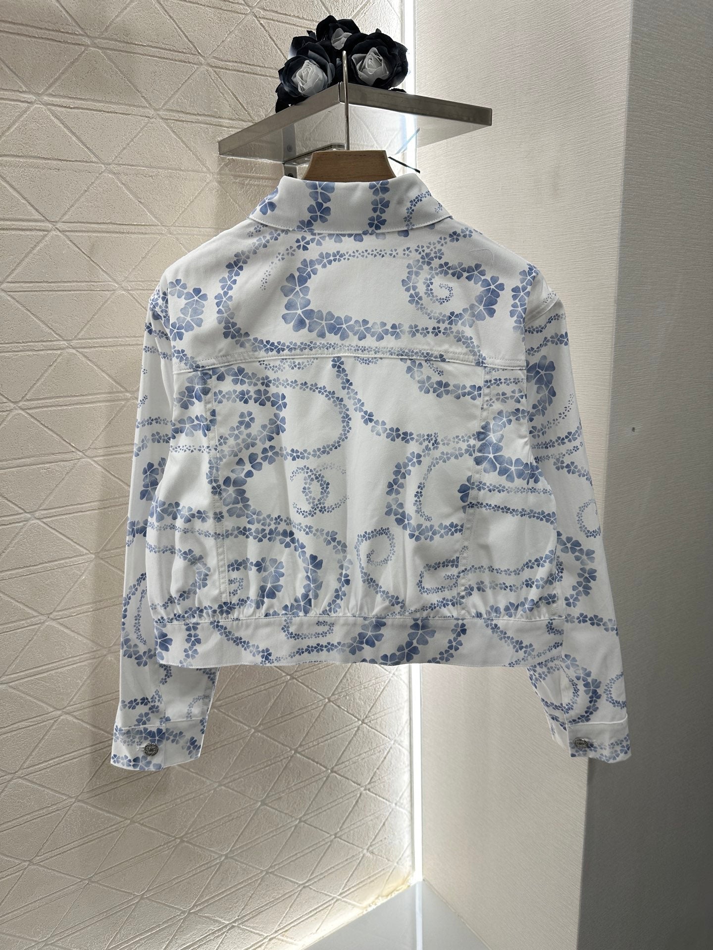 25 Printed Denim Jacket Shorts Set