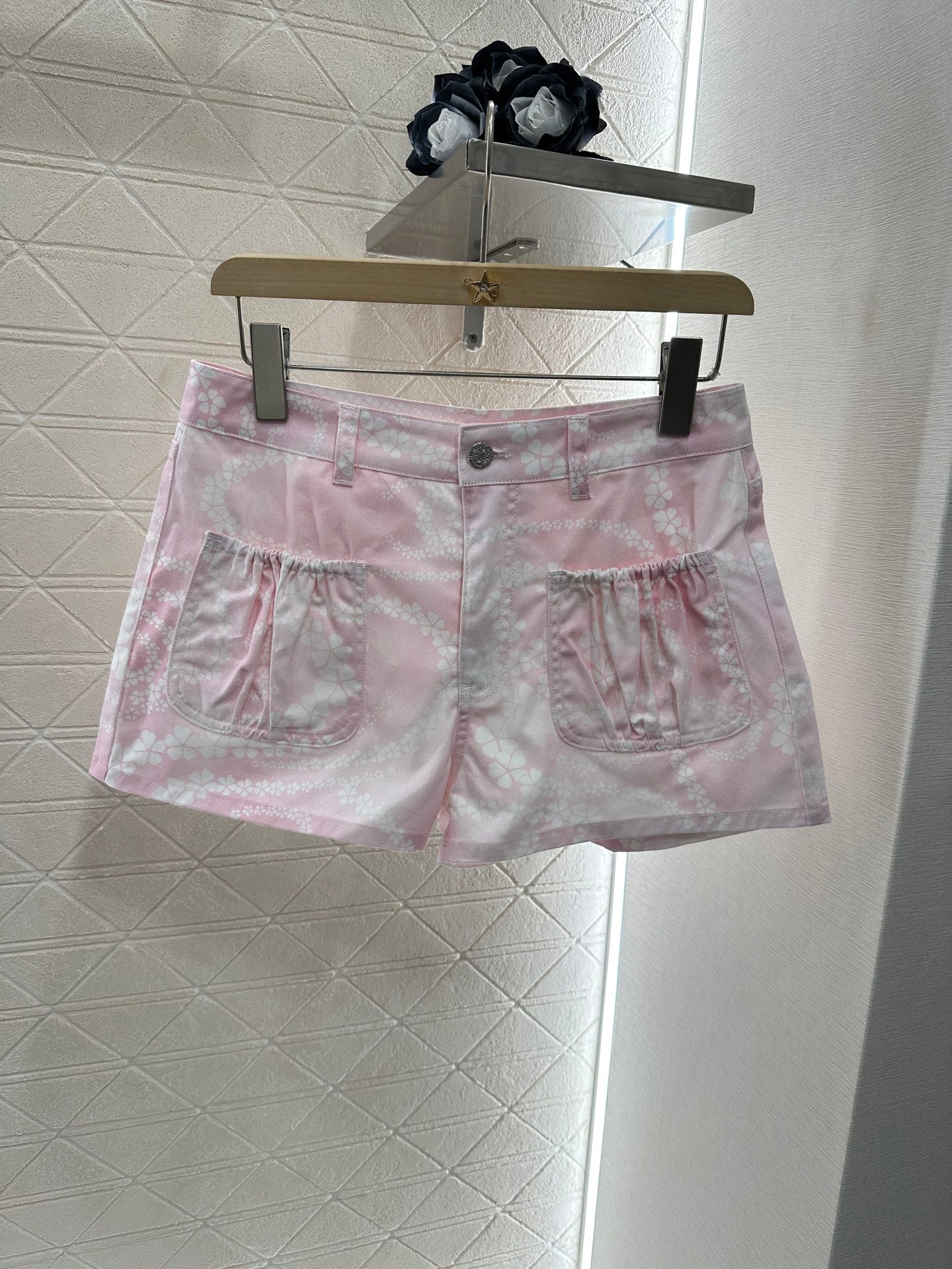 25 Printed Denim Jacket Shorts Set
