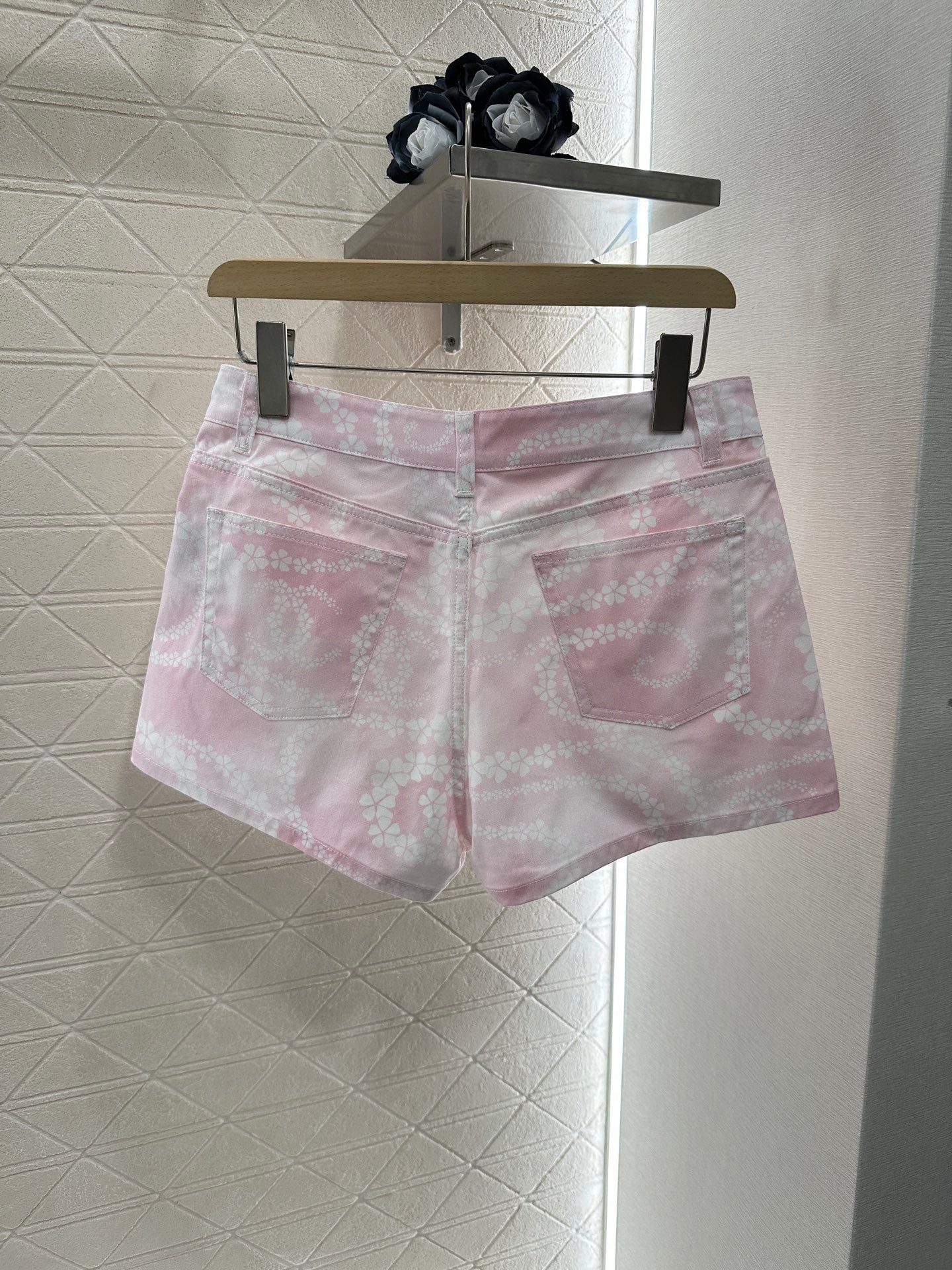 25 Printed Denim Jacket Shorts Set