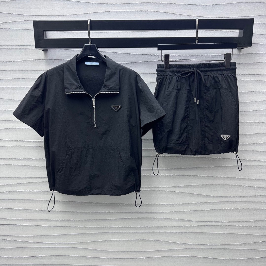 25 Lapel Blouse and Half Skirt Set