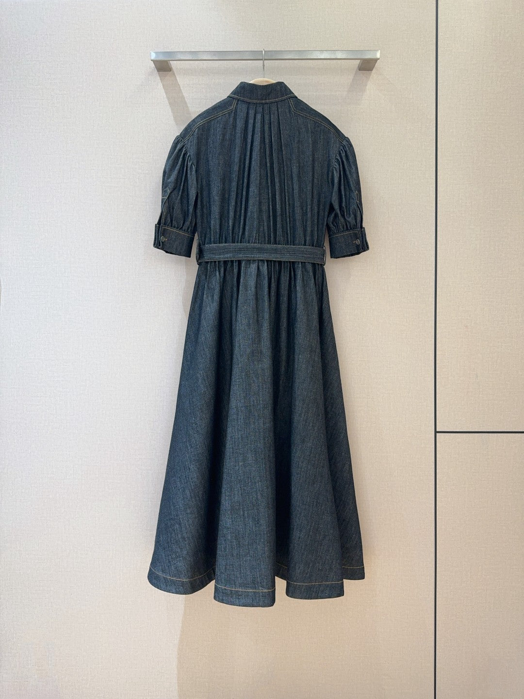 25 Washed Cotton Denim Midi Dress