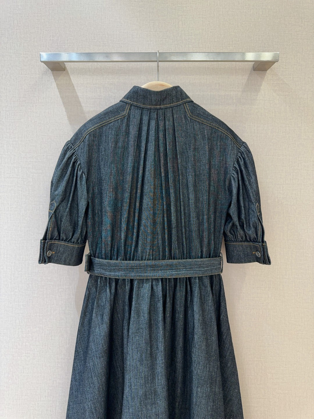 25 Washed Cotton Denim Midi Dress