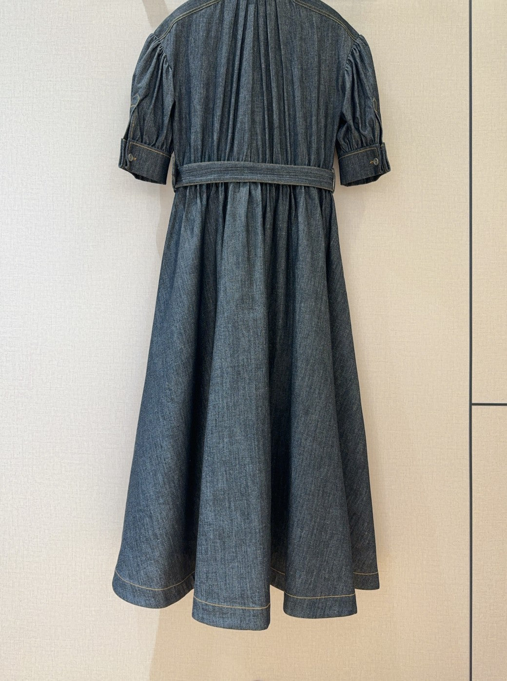 25 Washed Cotton Denim Midi Dress