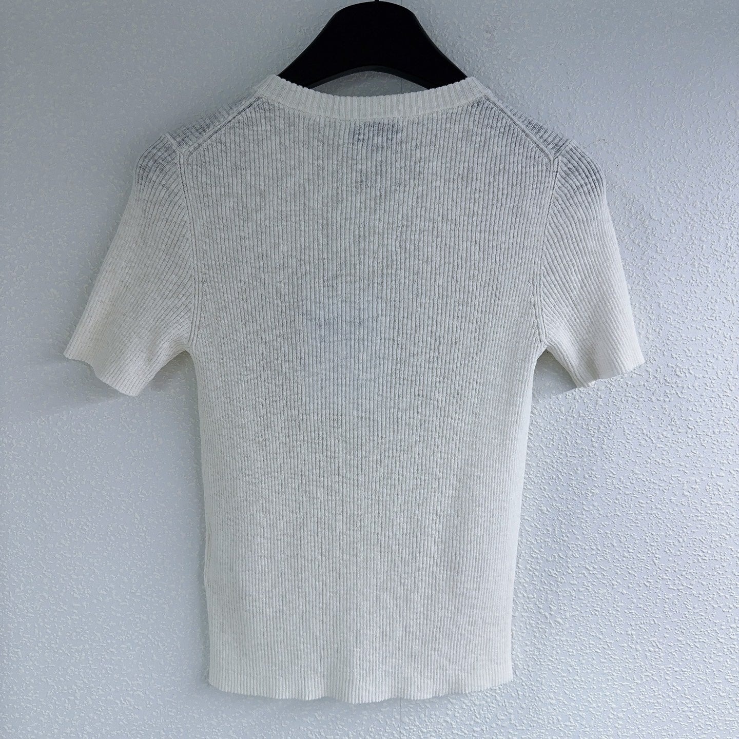 25 Crew neck logo button down short sleeve knit half cardigan
