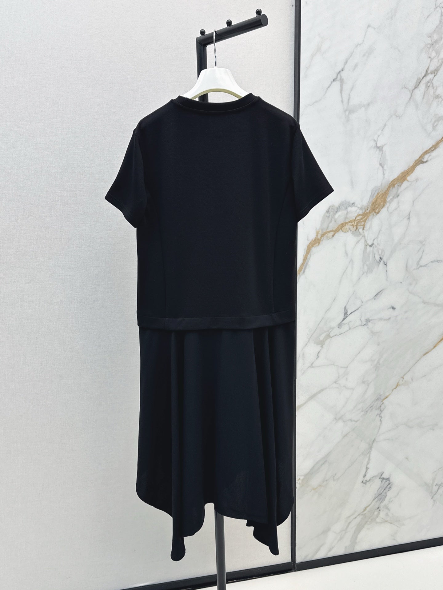 25 Latest letter embroidery decoration short sleeve irregular dress