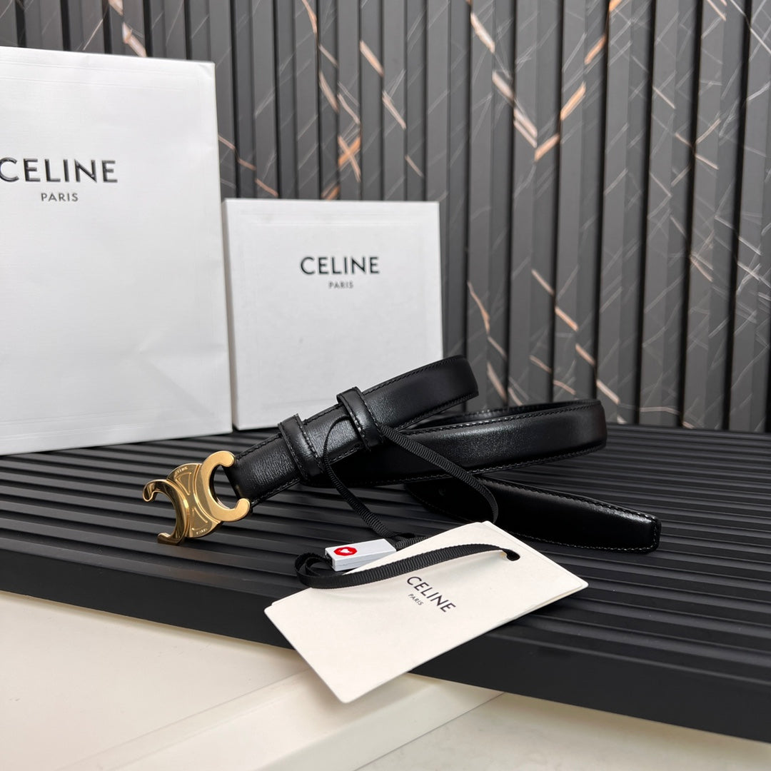 25mm Medium Triomphe Belt in Taurillon Black Leather 176283