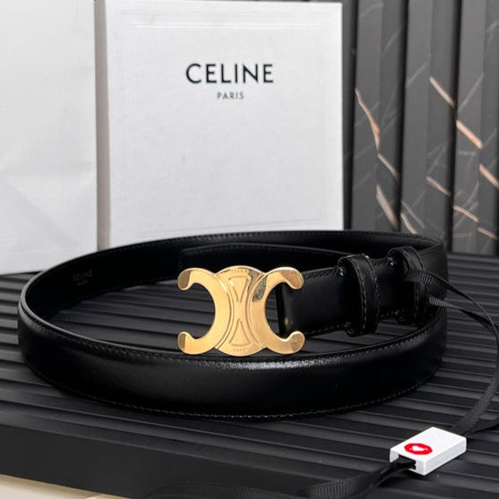 25mm Medium Triomphe Belt in Taurillon Black Leather 176283