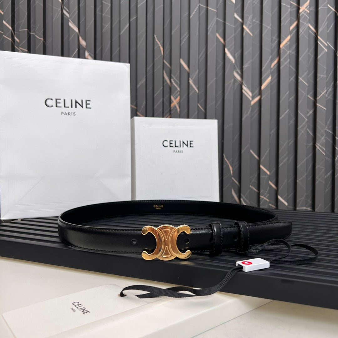 25mm Medium Triomphe Belt in Taurillon Black Leather 176283