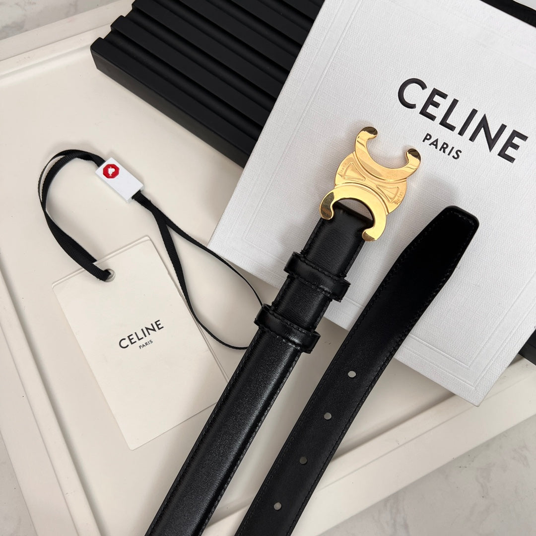 25mm Medium Triomphe Belt in Taurillon Black Leather 176283