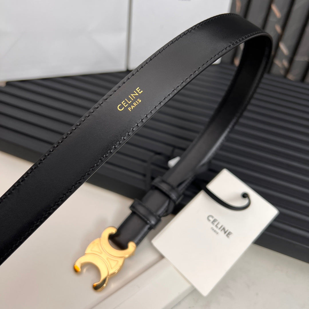 25mm Medium Triomphe Belt in Taurillon Black Leather 176283