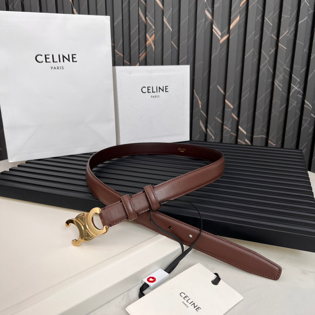 25mm Medium Triomphe Belt in Taurillon Chestnut Leather 176287