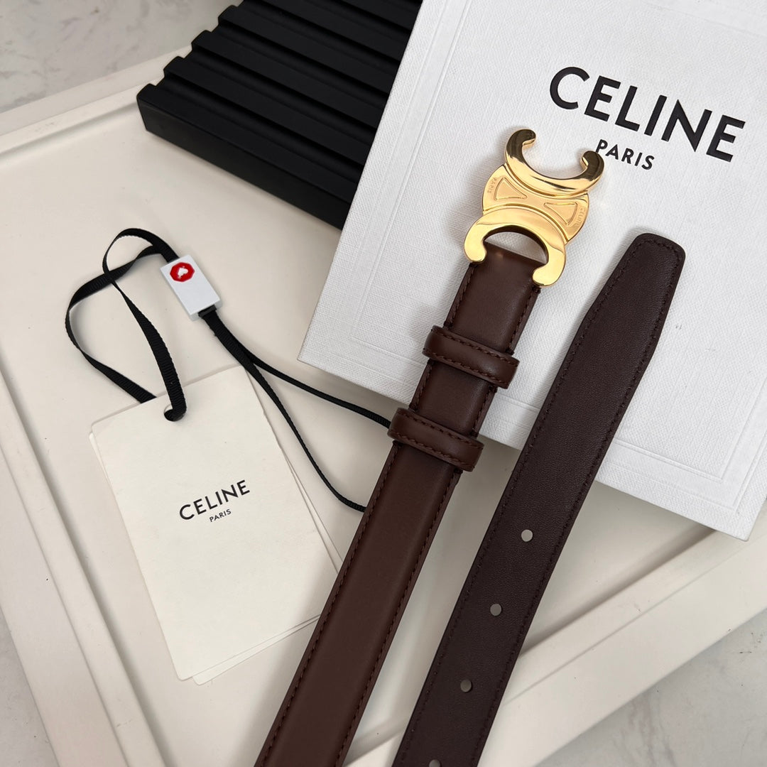 25mm Medium Triomphe Belt in Taurillon Chestnut Leather 176287