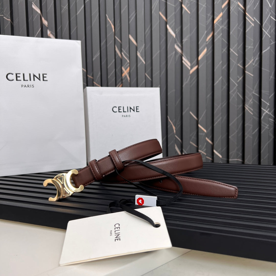 25mm Medium Triomphe Belt in Taurillon Chestnut Leather 176287