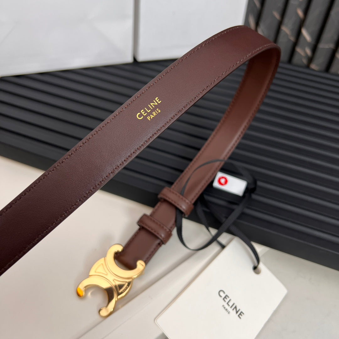 25mm Medium Triomphe Belt in Taurillon Chestnut Leather 176287