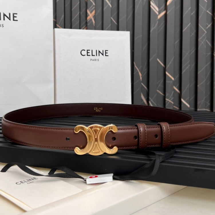 25mm Medium Triomphe Belt in Taurillon Chestnut Leather 176287