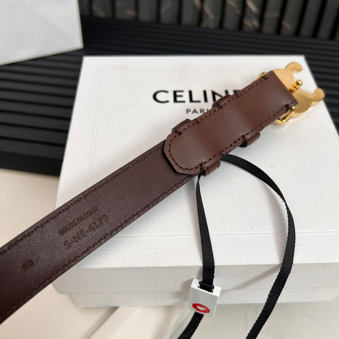 25mm Medium Triomphe Belt in Taurillon Chestnut Leather 176287
