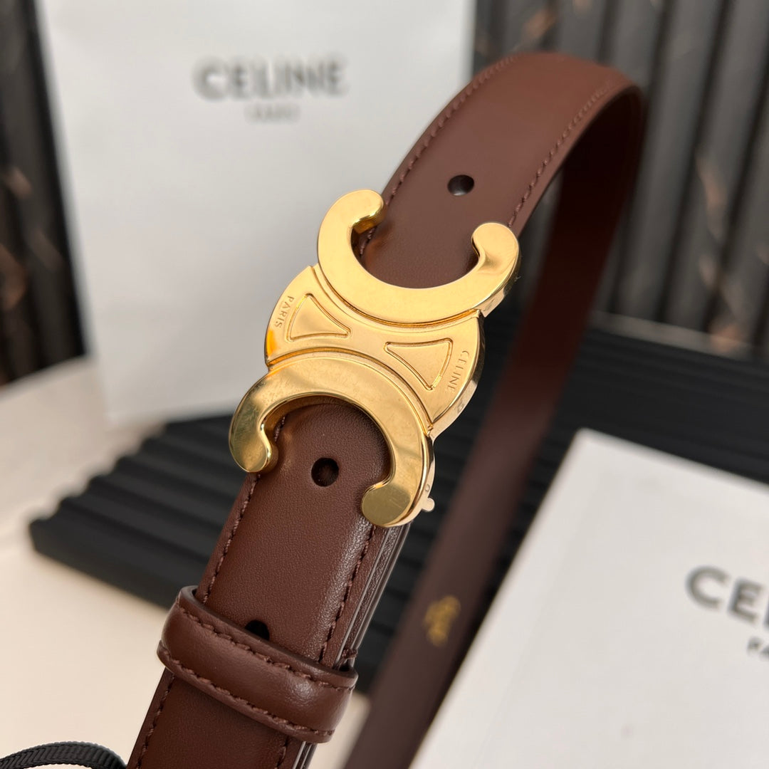 25mm Medium Triomphe Belt in Taurillon Chestnut Leather 176287