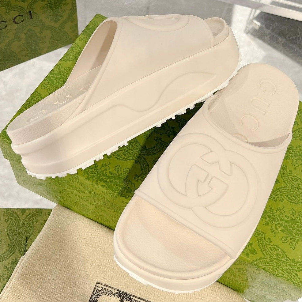 25 Interlocking G 50mm Slide Sandal Ivory Cowhide 292379