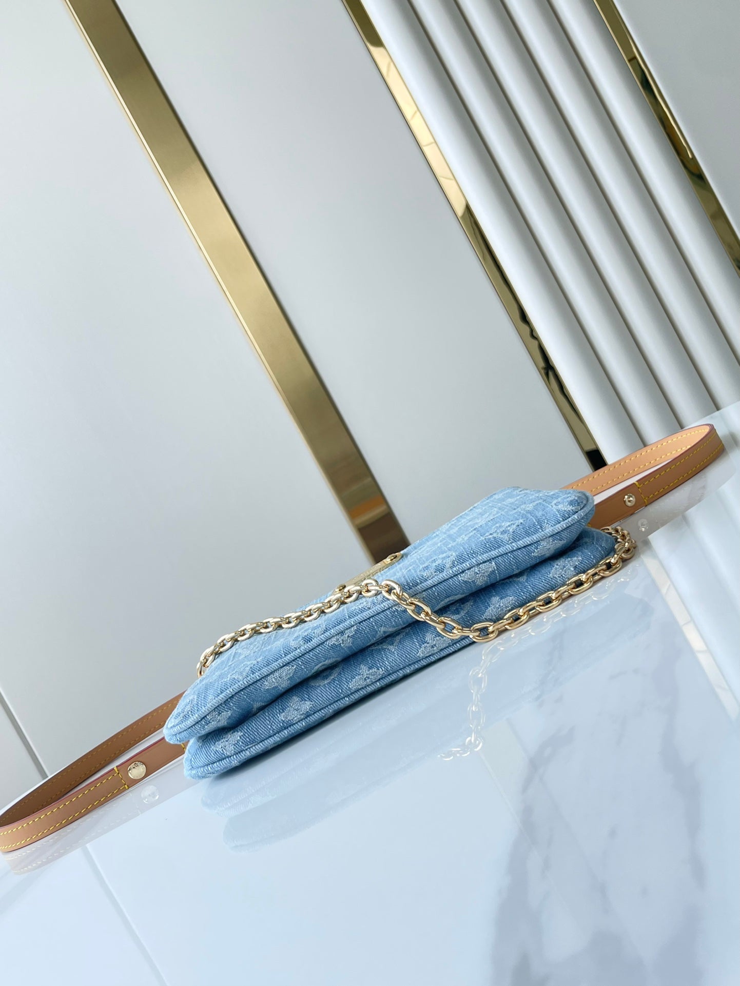 POCHETTE 24 IN BLUE MONOGRAM DENIM GOLD HARDWARE
