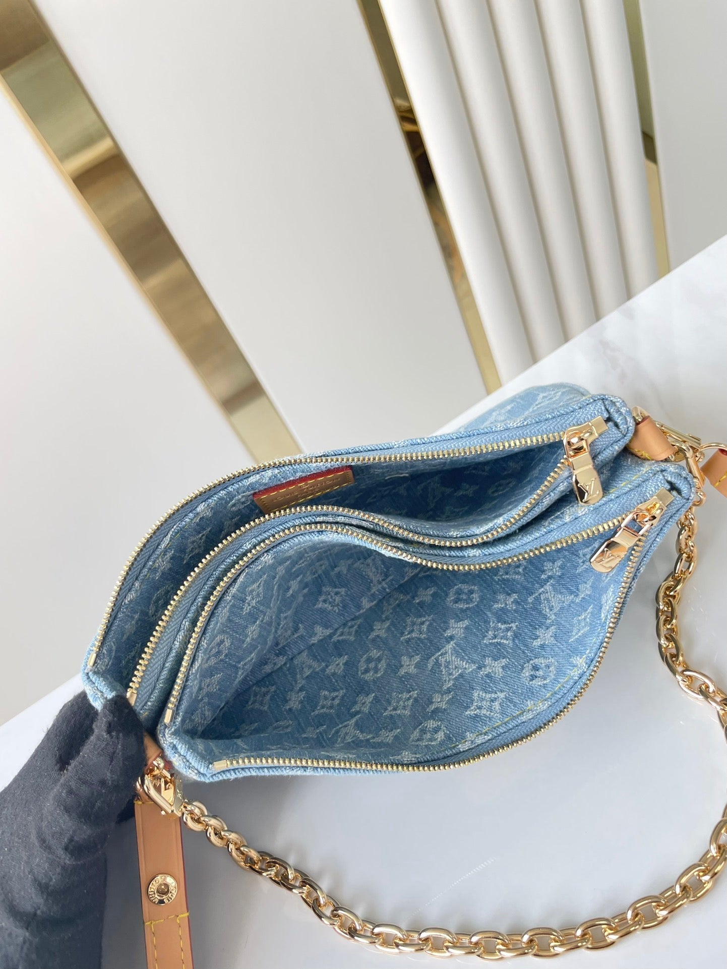 POCHETTE 24 IN BLUE MONOGRAM DENIM GOLD HARDWARE