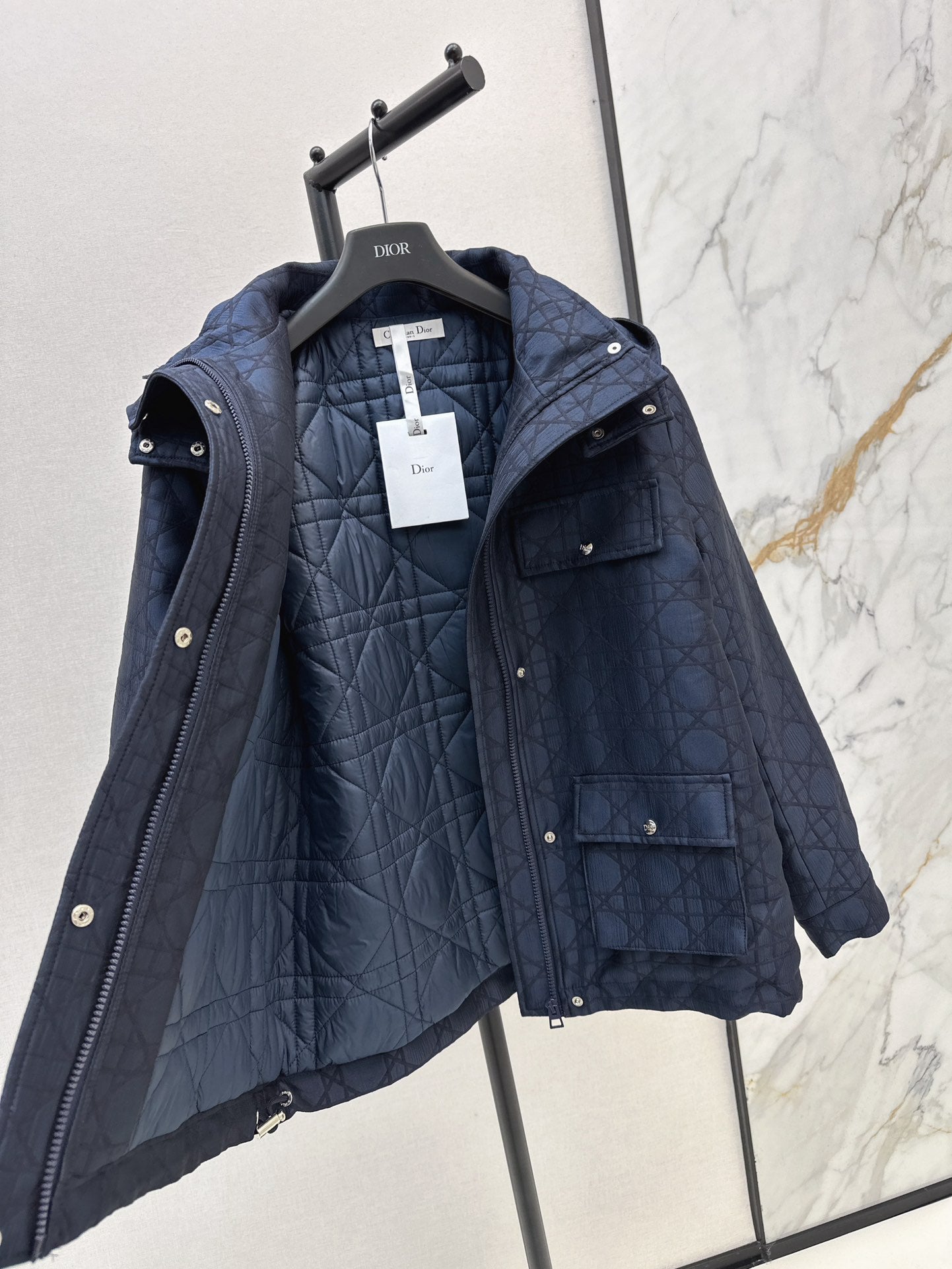 Hooded padded length coat