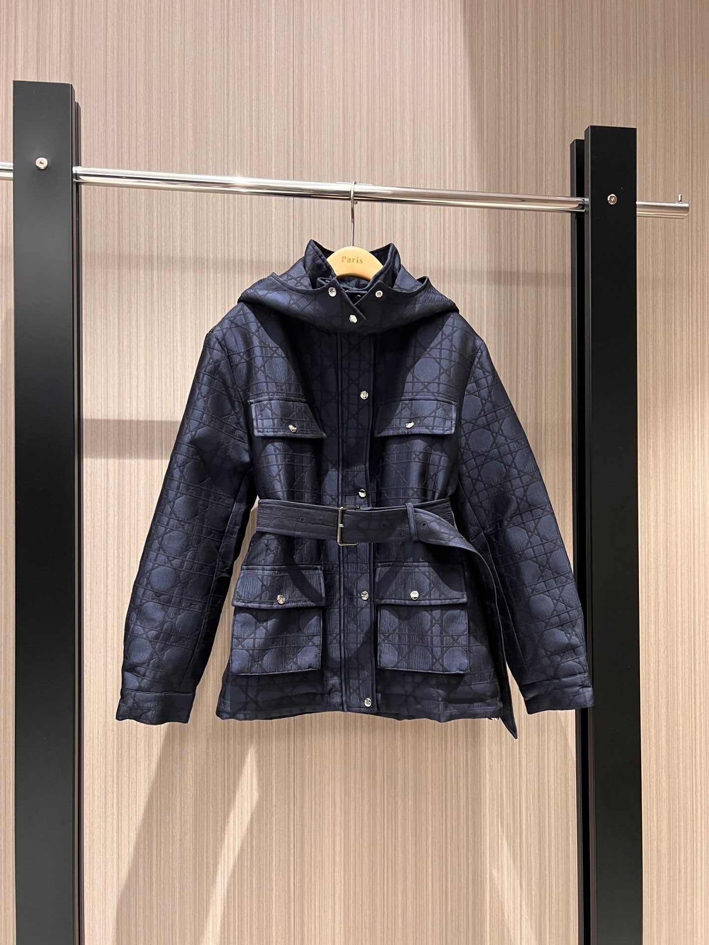 Hooded padded length coat