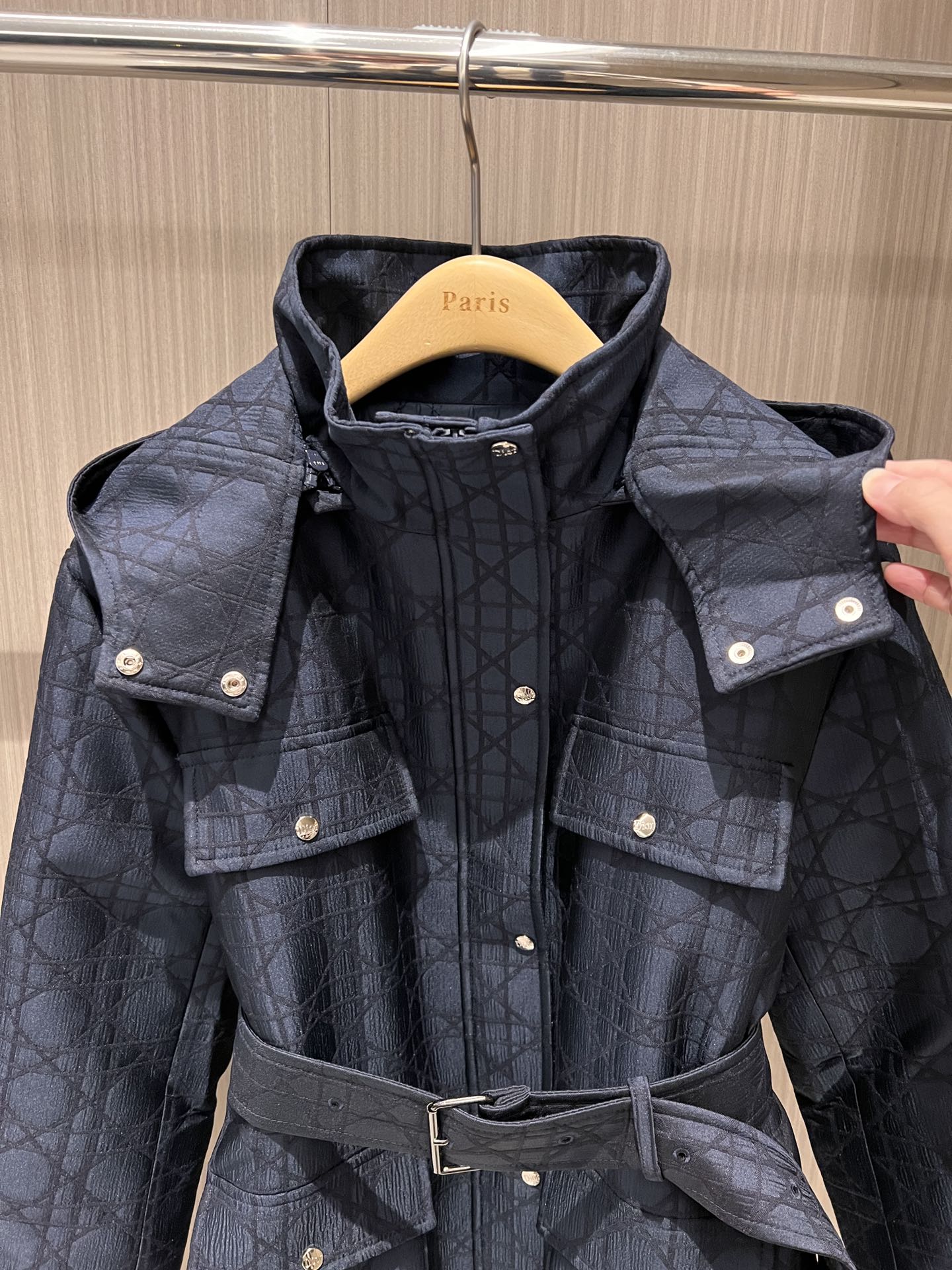Hooded padded length coat
